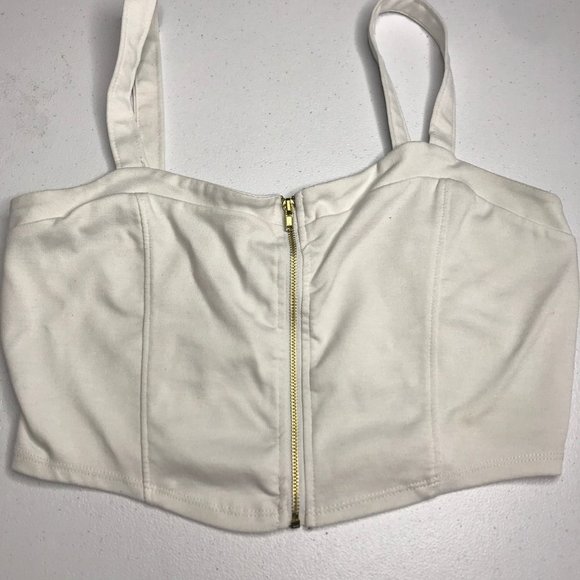 Ambiance Apparel size M white zip front halter - Picture 2 of 5